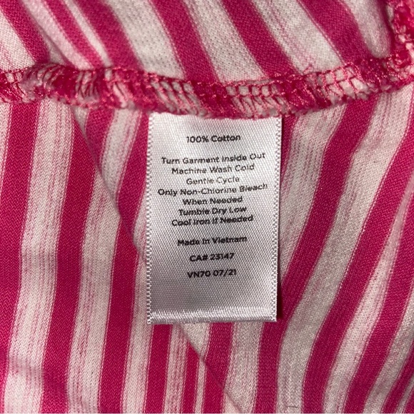 Talbots Dress Medium Pink Stripe Sleeveless Stretch Midi Bow Tie Front Waist - Picture 7 of 8